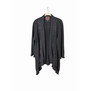 Johnny Was Delphine Kimono XL Embroidery Cardigan Duster Charcoal Gray